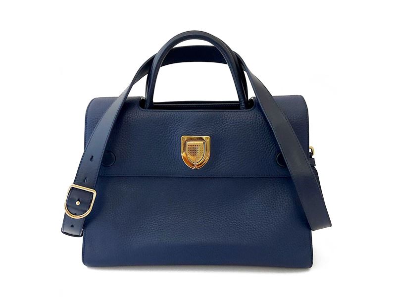 Christian Dior - Borsa Diorever in pelle blu navy