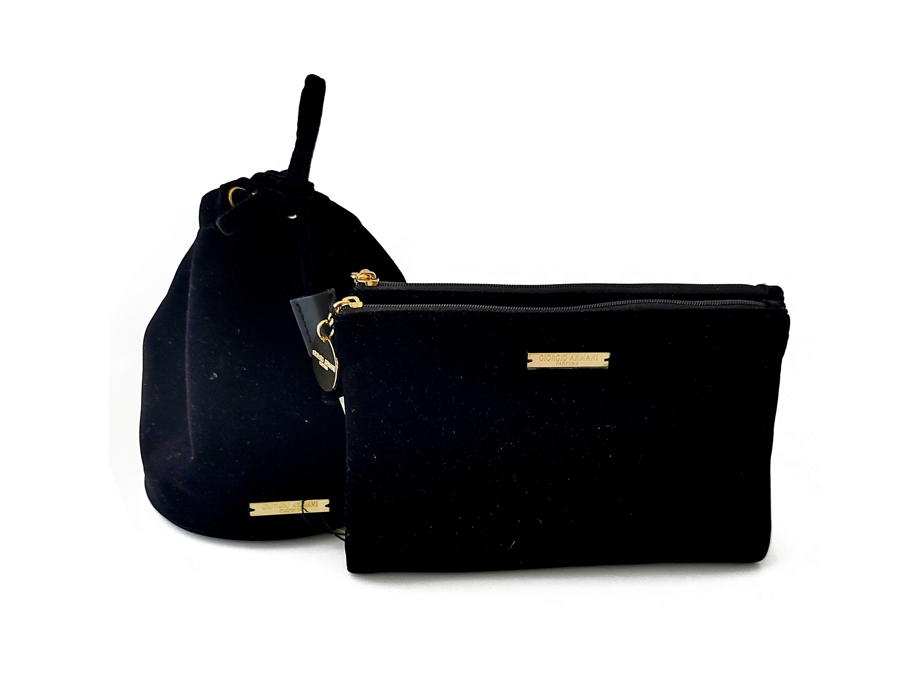 Tre Trousse Toilette in Velluto Nero, Giorgio Armani Parfums