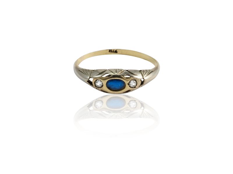 Anello in Oro Bianco a Basso Titolo con Gemma Blu