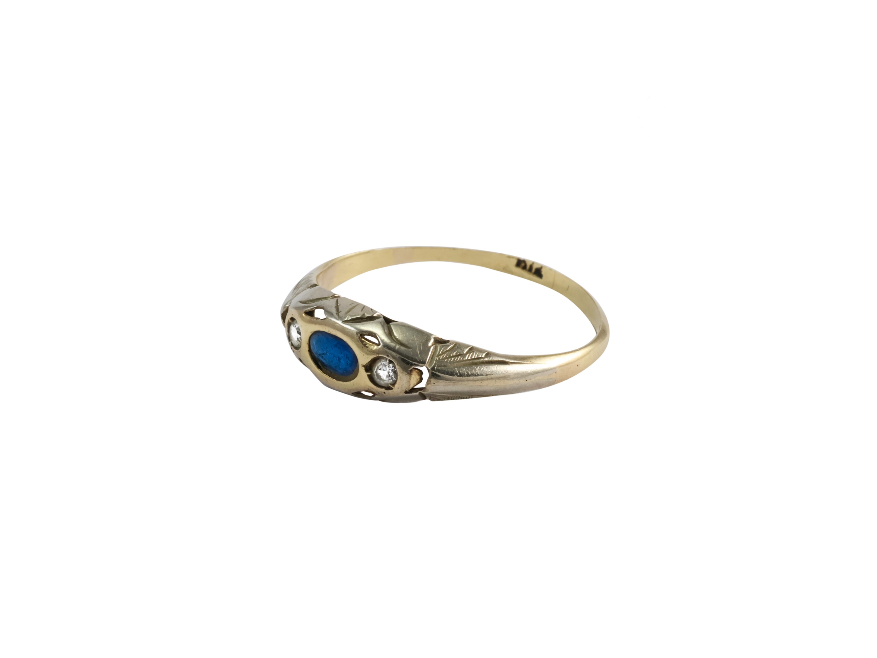 Anello in Oro Bianco a Basso Titolo con Gemma Blu
