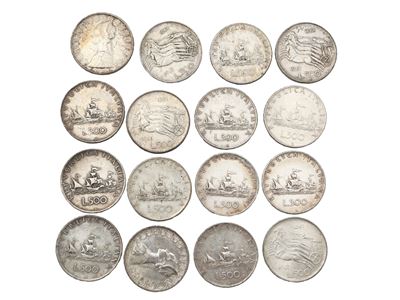 Lotto Composto da 48 Monete da 500 Lire Caravelle in Argento
