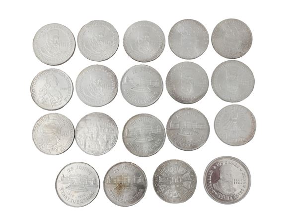 Lotto composto da 18 monete da 500 Scellini austriaci in argento