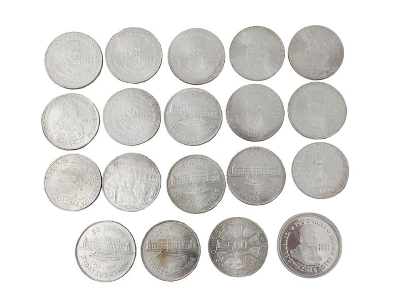 Lotto Composto da 18 Monete da 500 Scellini Austriaci in Argento