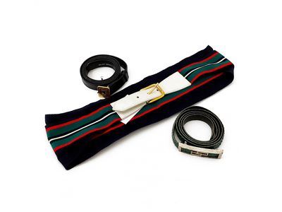 Gucci - Cintura in Tessuto e Pelle Bianca