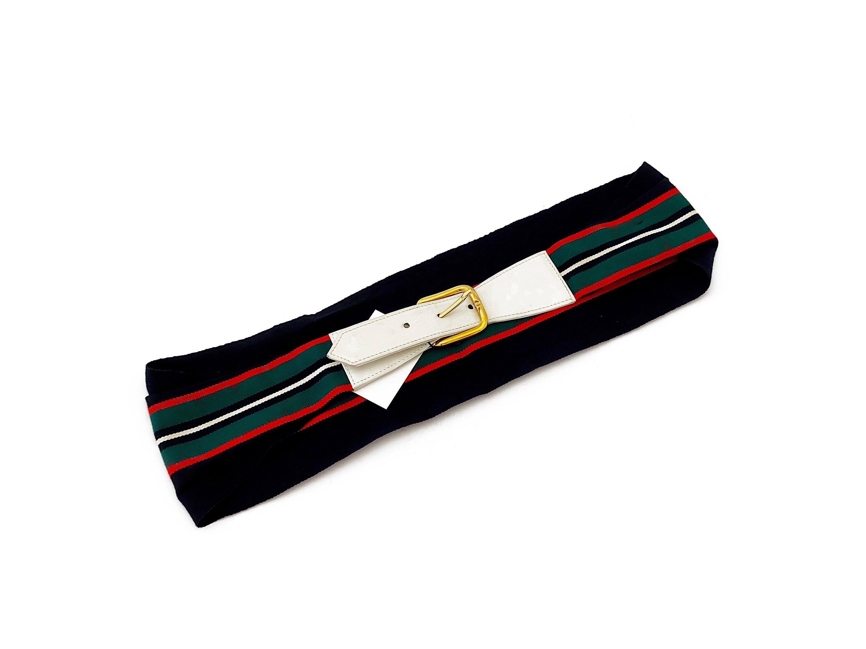 Gucci - Cintura in Tessuto e Pelle Bianca