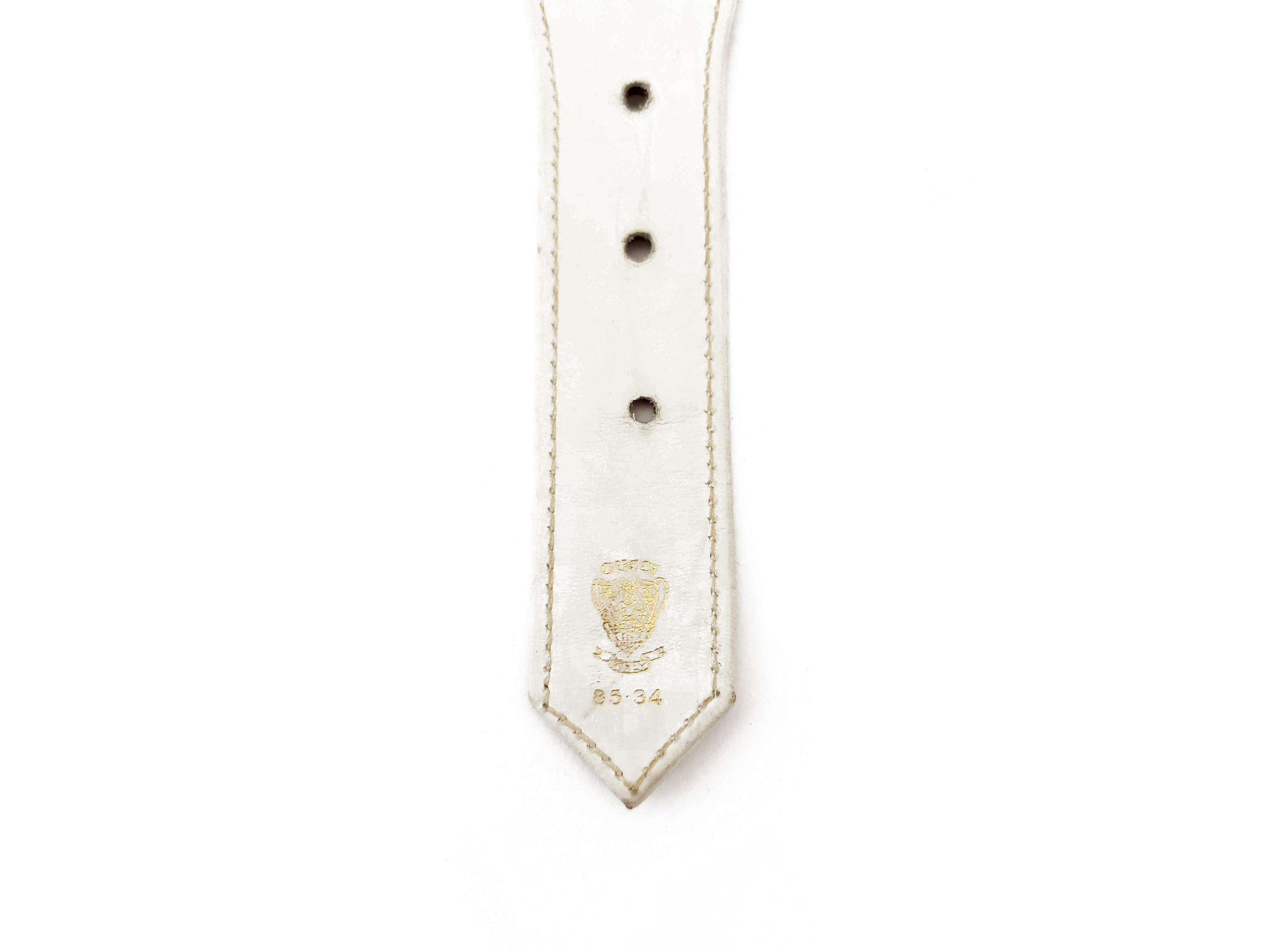Gucci - Cintura in Tessuto e Pelle Bianca