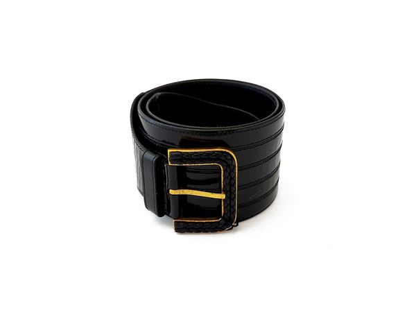 Valentino Garavani - High black lucid leather belt