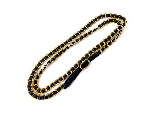 Prada - Double chain belt and black leather