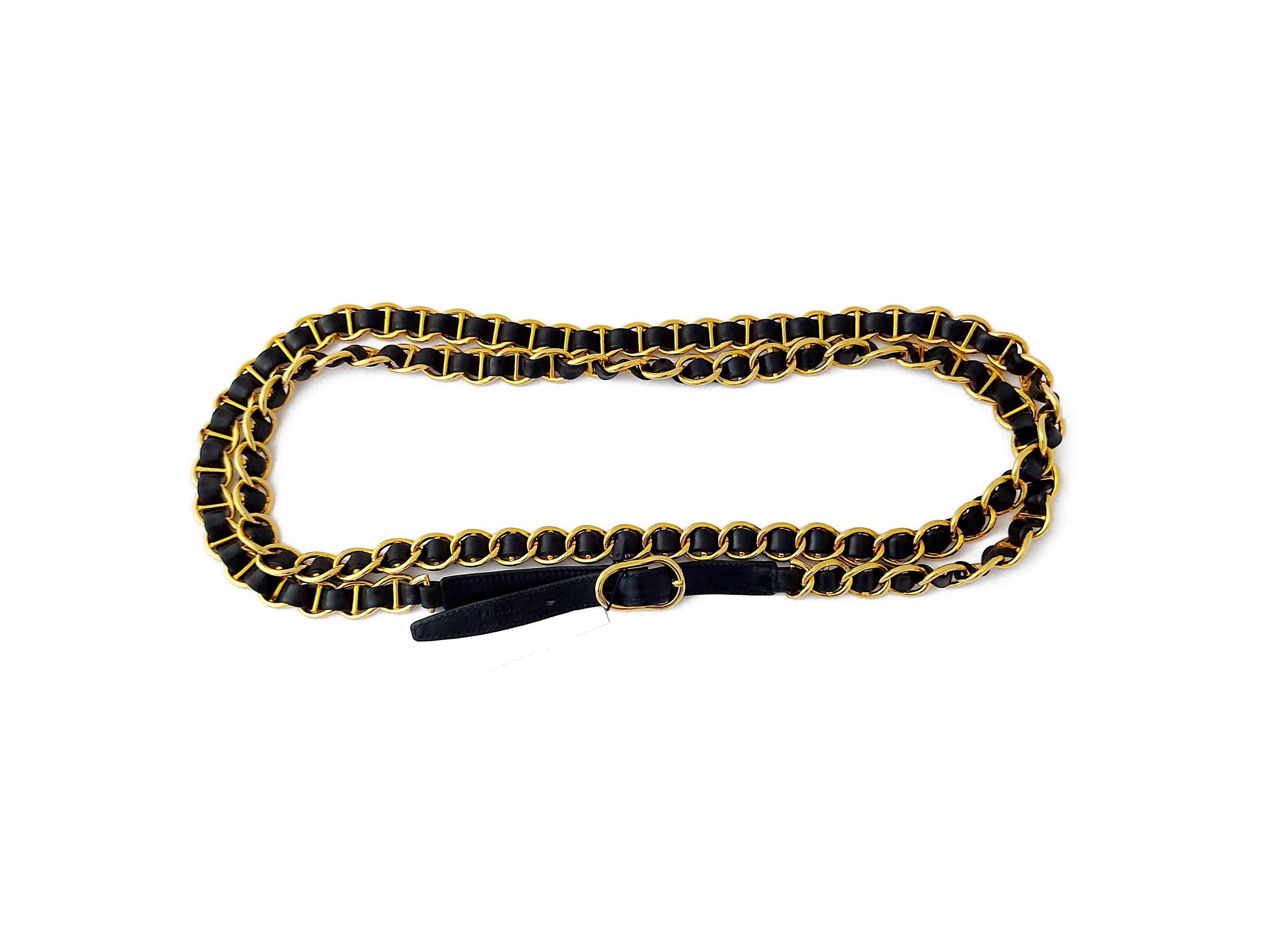 Prada - Cintura Doppia a Catena e Pelle Nera