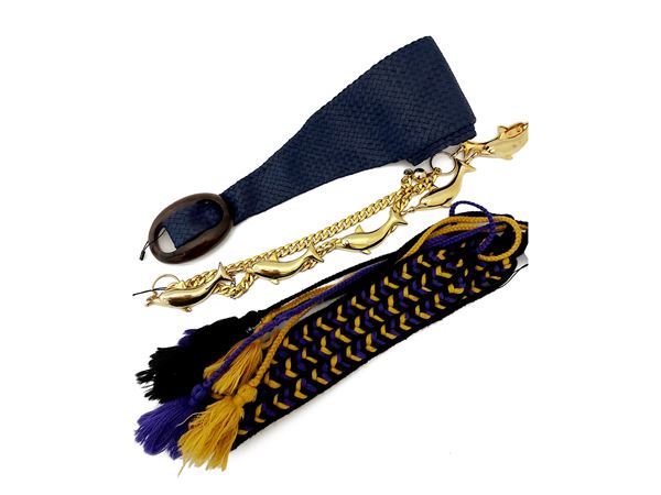 Salvatore Ferragamo - Blue woven leather belt