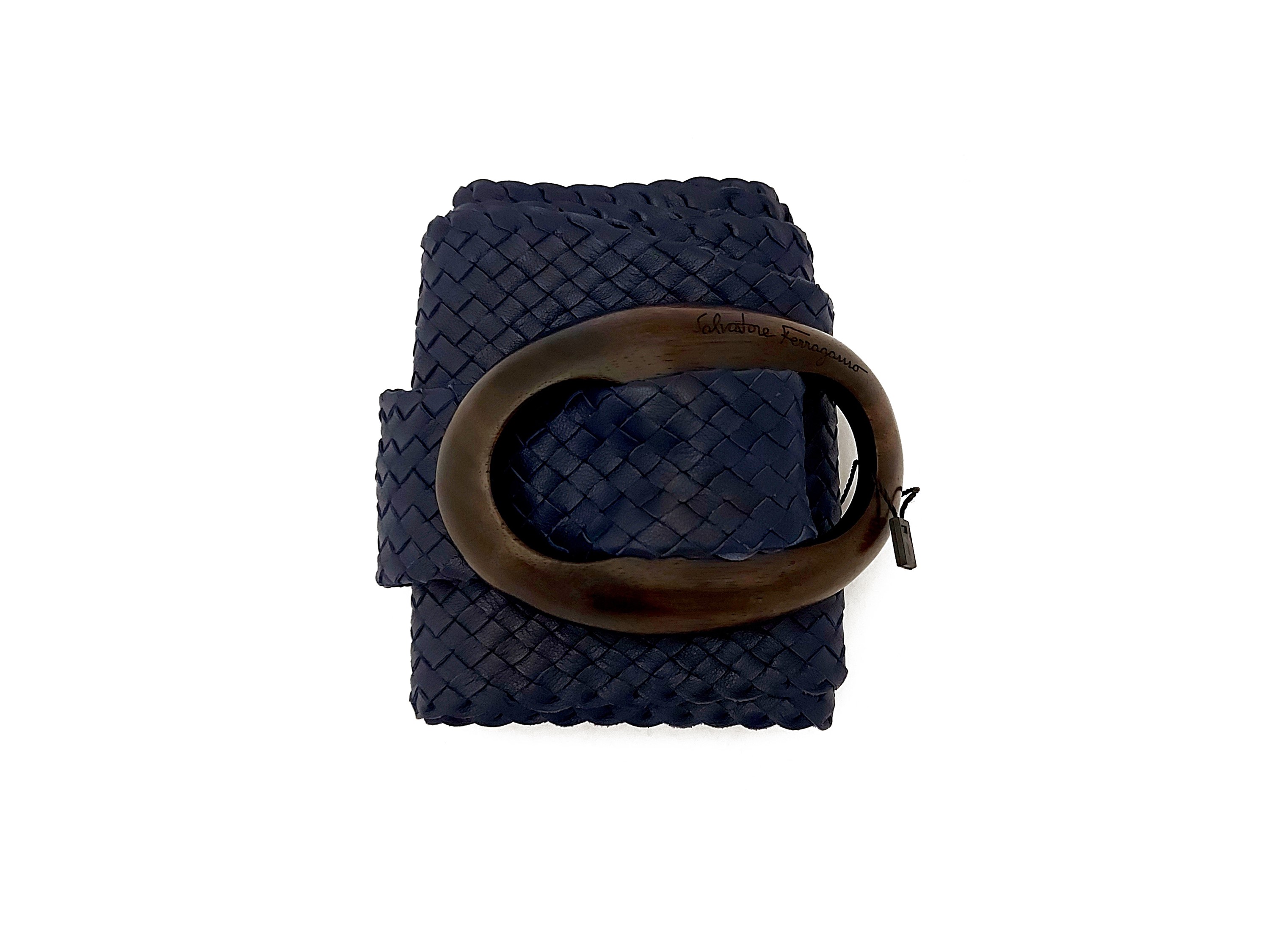 Salvatore Ferragamo - Cintura in Pelle Intrecciata Blu