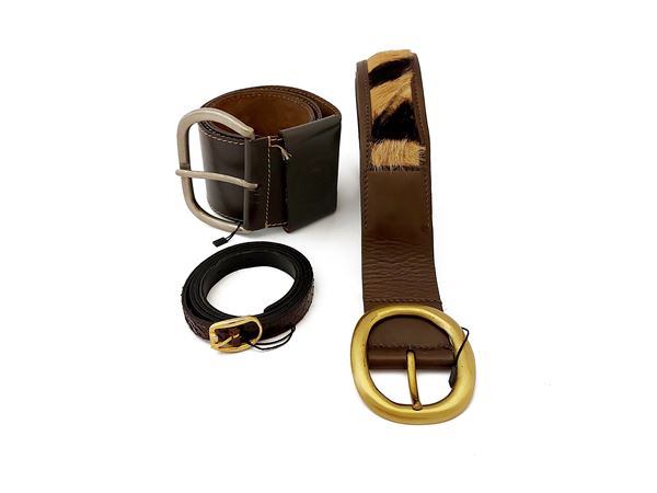 Lot of three brown belts