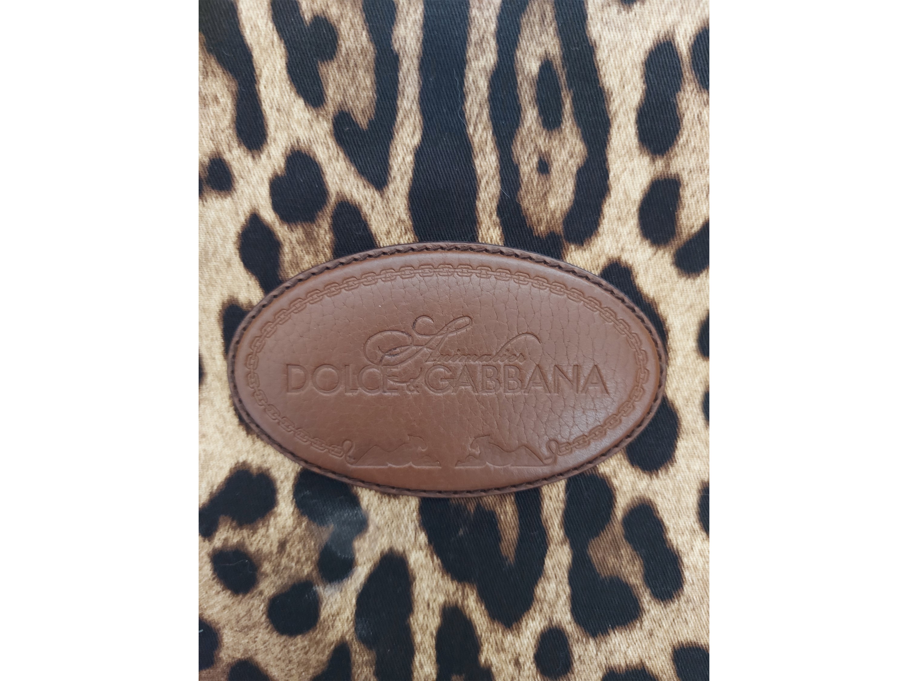 Dolce & Gabbana - Borsa a Tracolla in Tessuto Animalier e Pelle Marrone