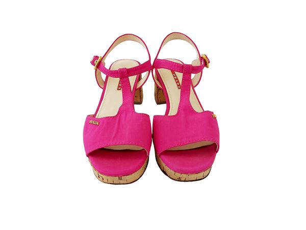 Prada - Sandali in tressuto fucsia