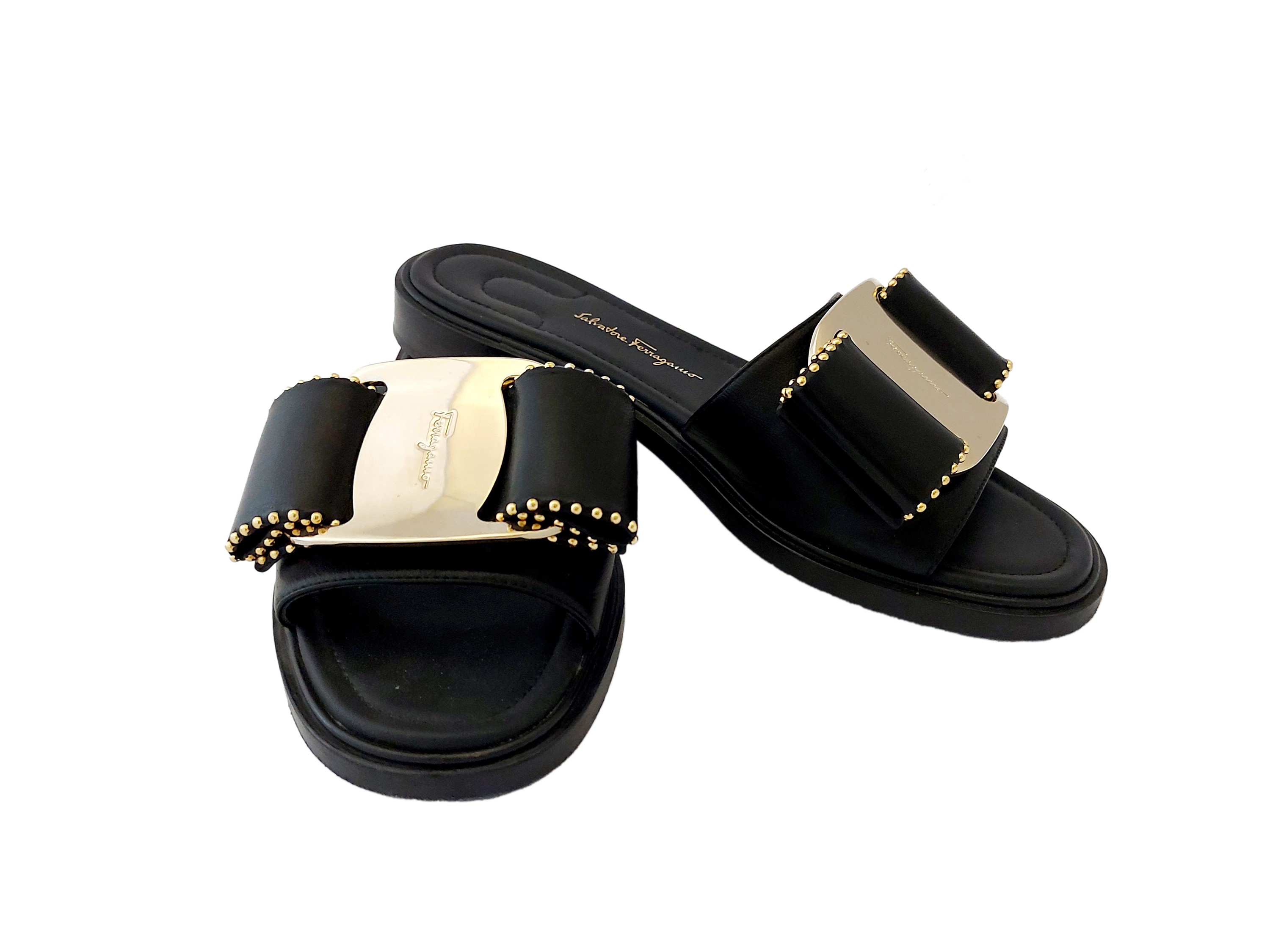 Salvatore Ferragamo - Sandali a Fascia in Pelle Nera