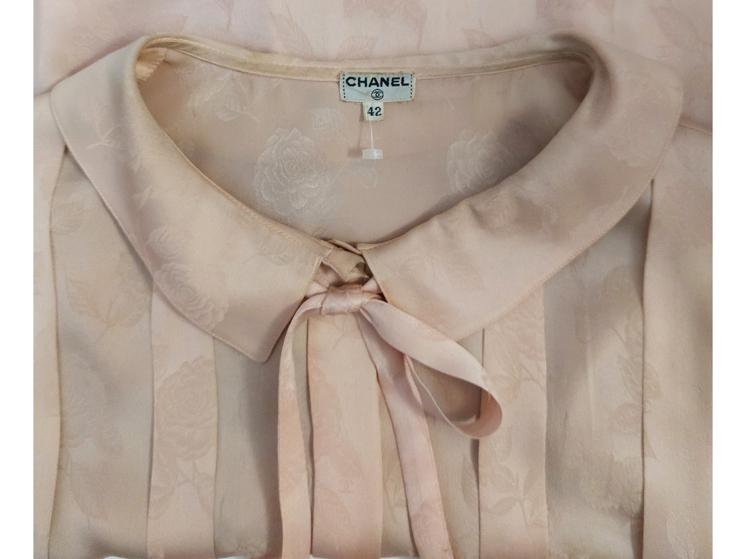 Chanel - Camicia in Seta Color Cipria