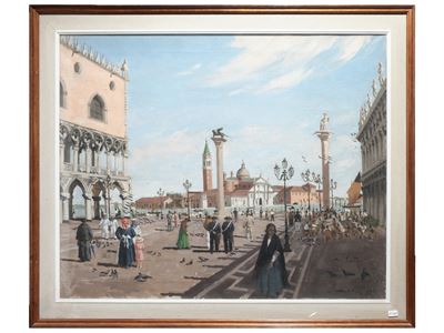 Veduta Piazza San Marco con Passanti 1926