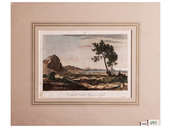 Antonio Zuccagni Orlandini - Veduta di Sala di Partenico in Sicilia