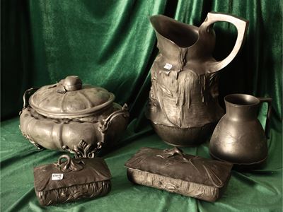 Lotto di Accessori in Peltro di Gusto Art Nouveau