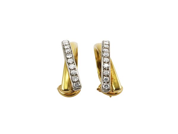 Yellow and white gold with diamonds earrings signed Scavia