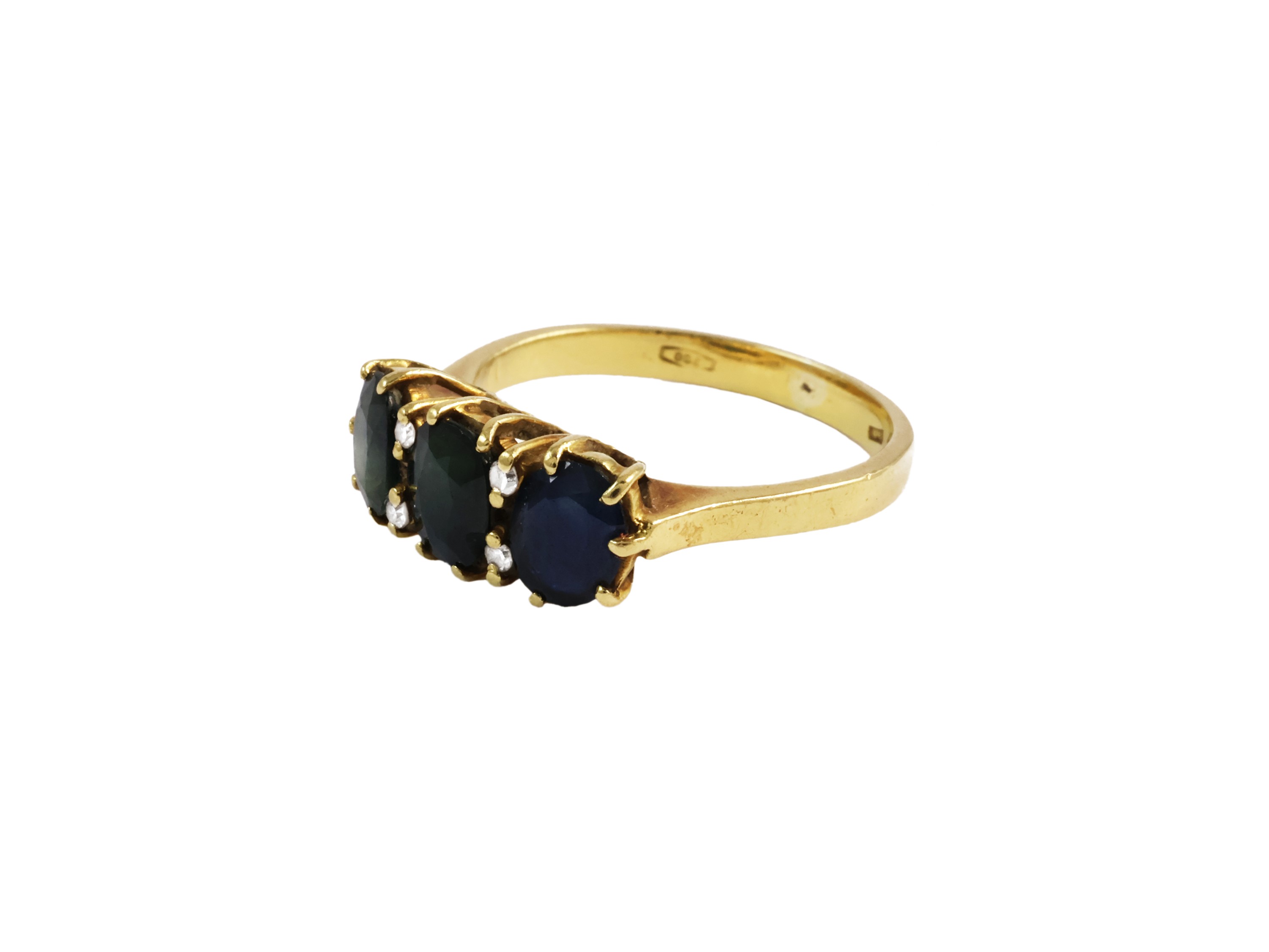 Anello Trilogy in Oro Giallo con Zaffiri
