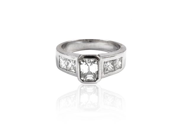 White gold ring with diamonds
