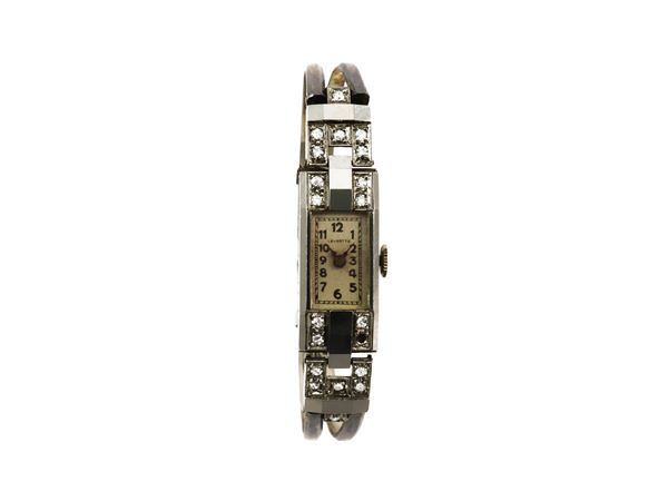 Levretta Lady watch in platinum and white gold with diamonds