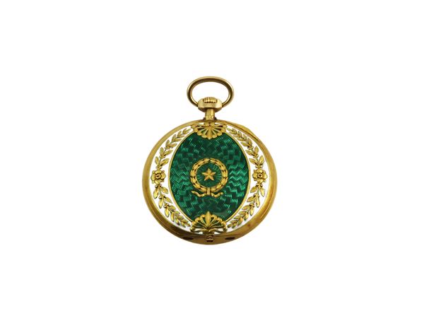Udall & Ballon pocket watch in yellow gold and enamels