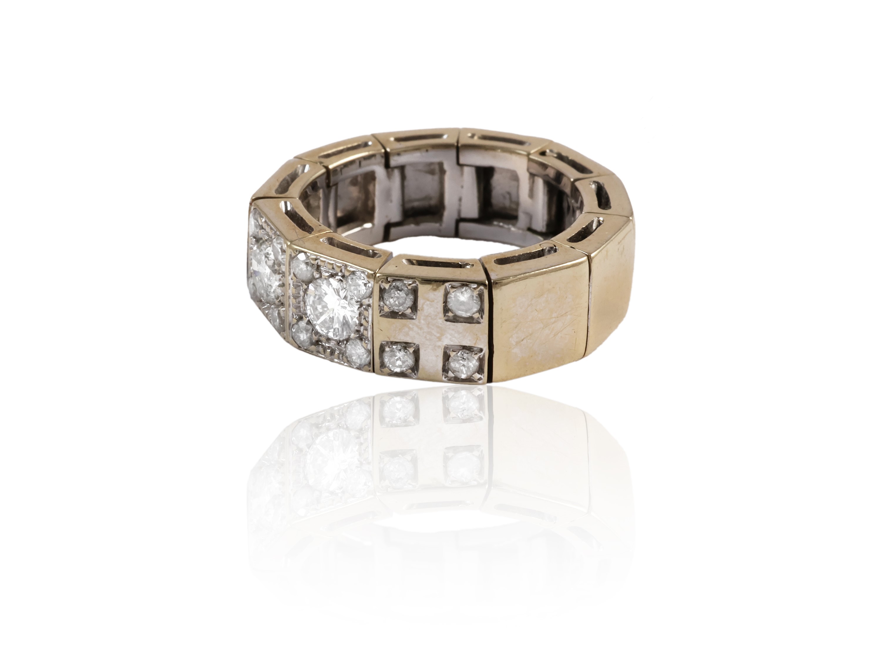 Anello Fascia Morbida in Oro Bianco con Diamanti