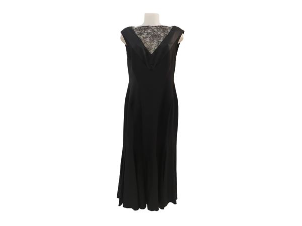 Salvatore Ferragamo - Silk dress and black wool