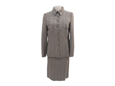 Salvatore Ferragamo - Tailleur in Lana Principe di Galles Grigio e Celeste