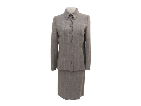 Salvatore Ferragamo - Grey and light blue Prince of Wales wool suit