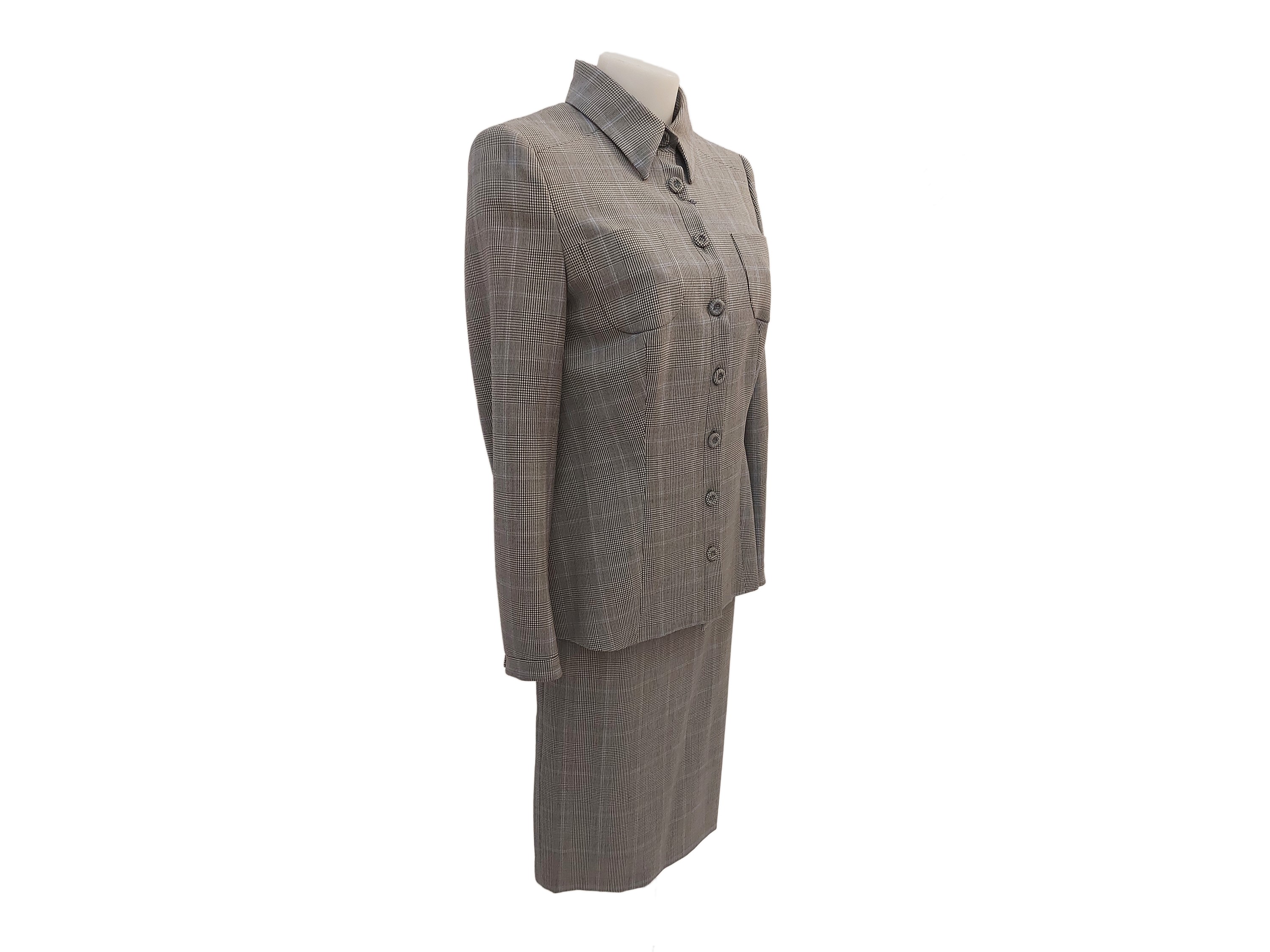 Salvatore Ferragamo - Tailleur in Lana Principe di Galles Grigio e Celeste