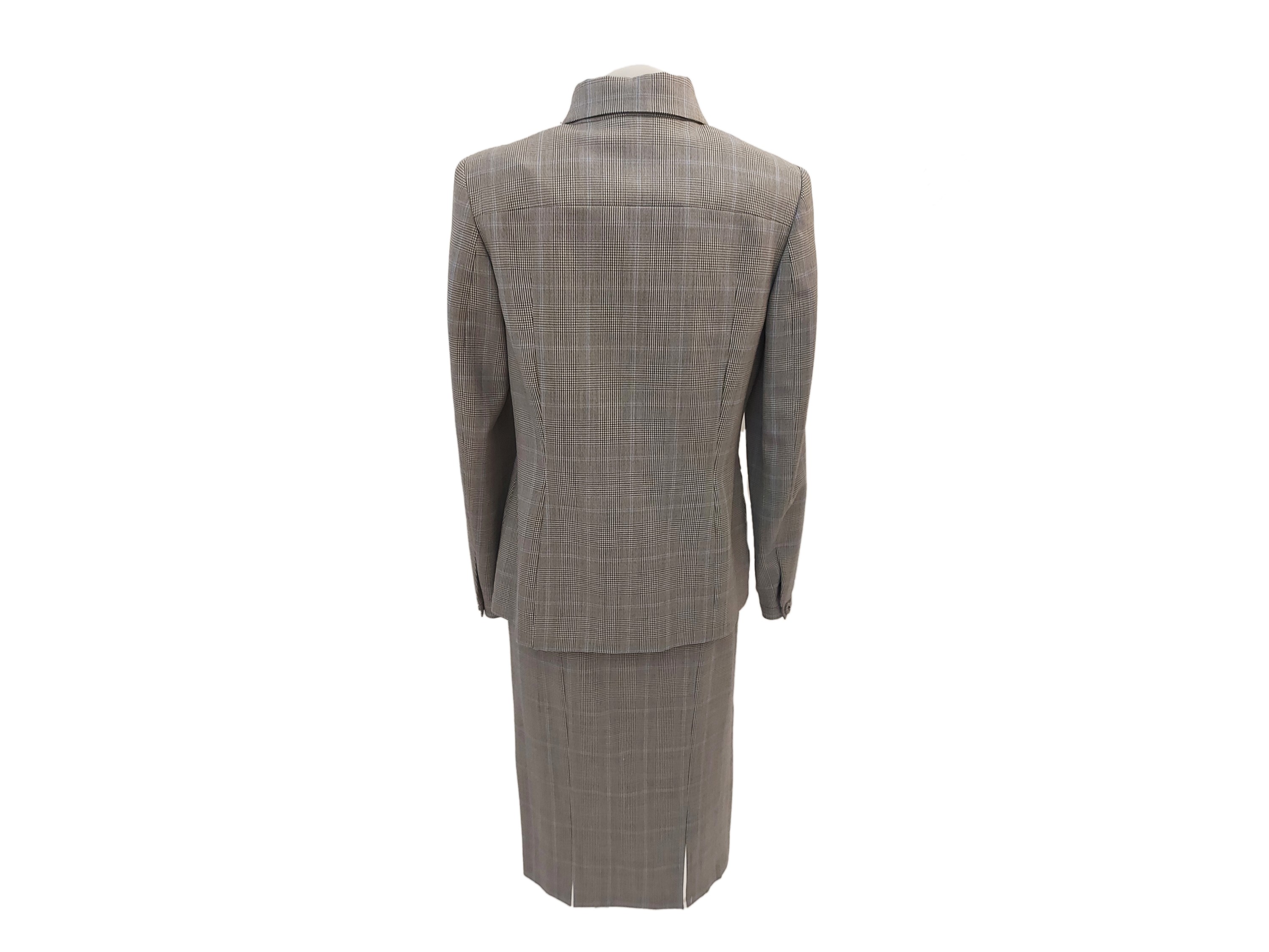 Salvatore Ferragamo - Tailleur in Lana Principe di Galles Grigio e Celeste