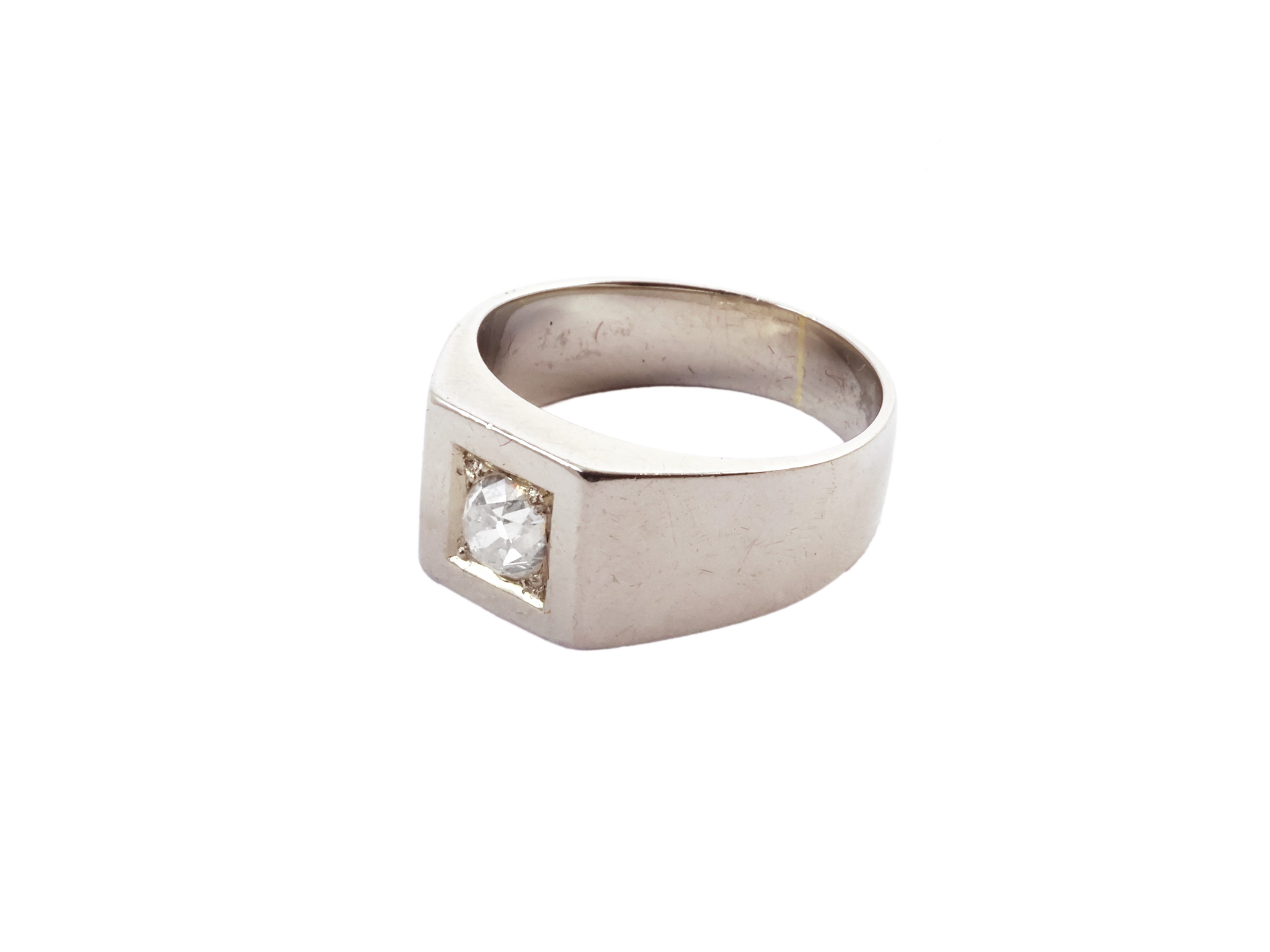 Anello Chevalier in Oro Bianco con Diamante