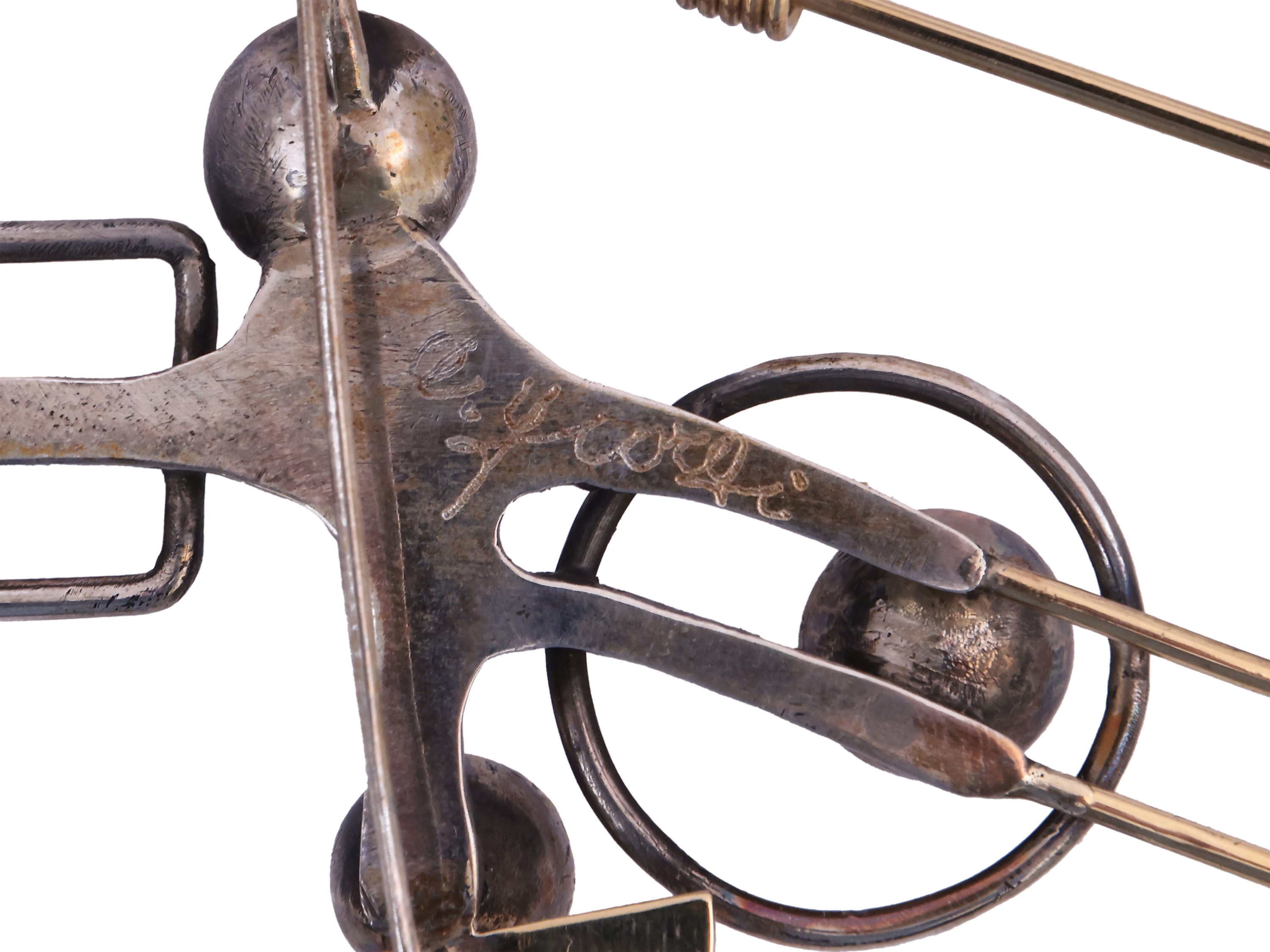 Alberto Giorgi, Spilla Scultura in Argento e Oro Giallo