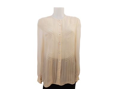 Salvatore Ferragamo - Camicia in Chiffon di Seta Color Cipria