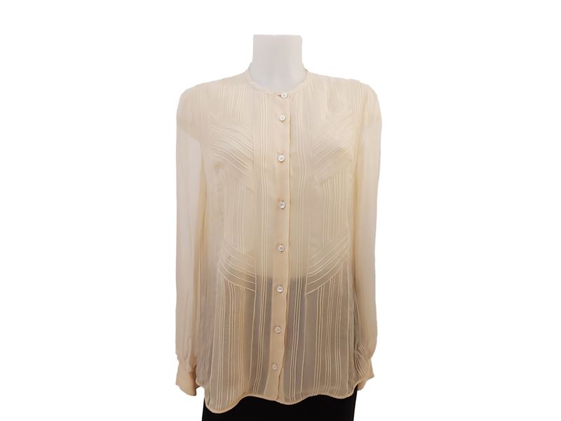 Salvatore Ferragamo - Camicia in Chiffon di Seta Color Cipria