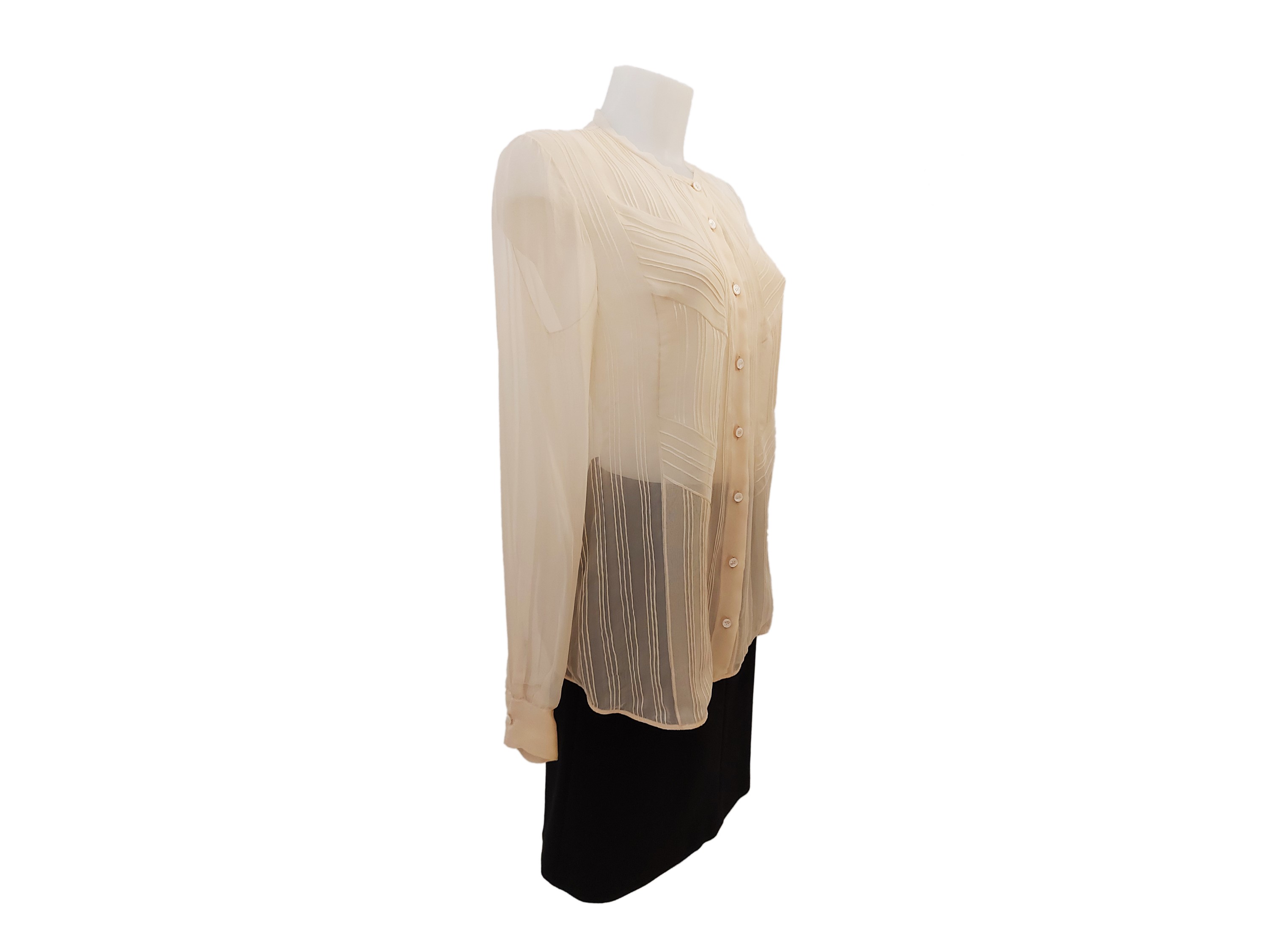 Salvatore Ferragamo - Camicia in Chiffon di Seta Color Cipria