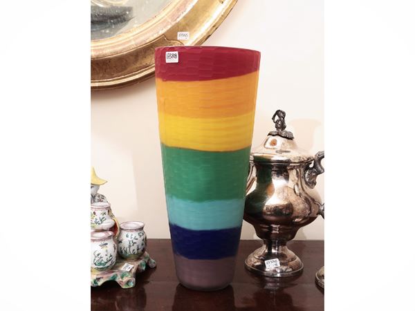 Vaso in vetro arcobaleno, Cleto Munari