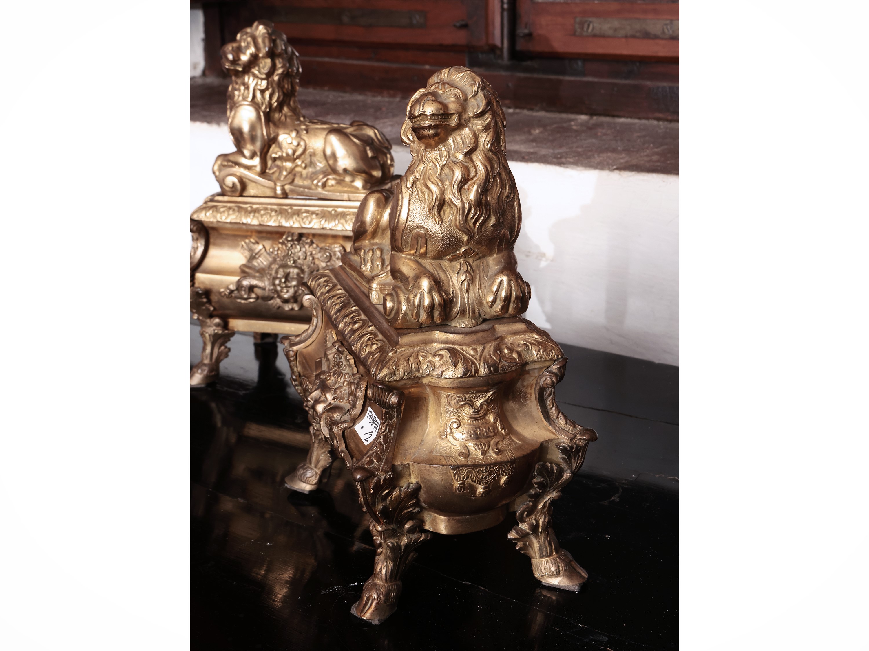 Coppia di Basi per Alari in Bronzo Dorato