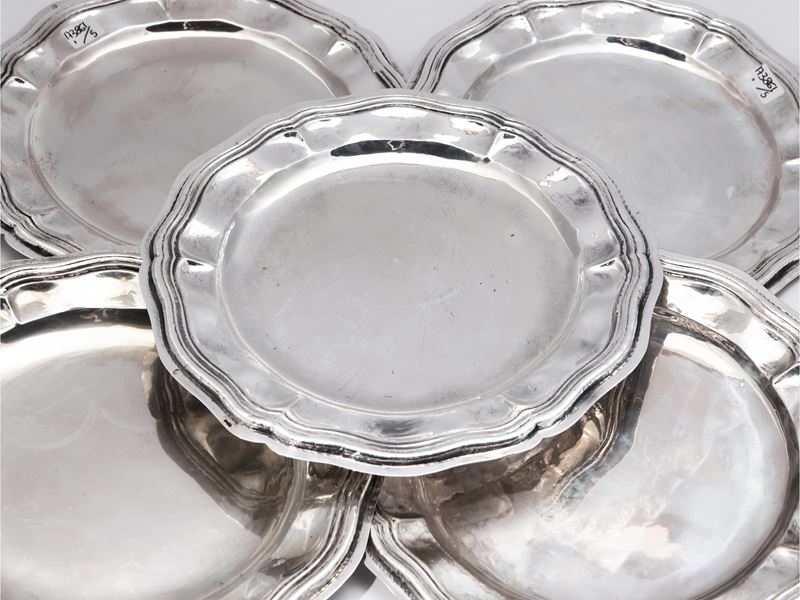 Serie di Cinque Piattini in Argento