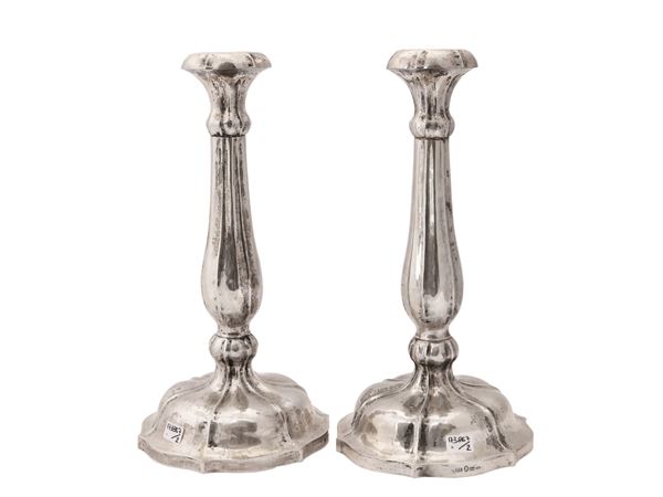 Pair of nomine candlesticks, Brandimarte