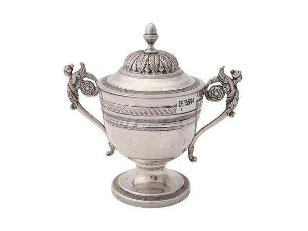 Silver sugar bowl