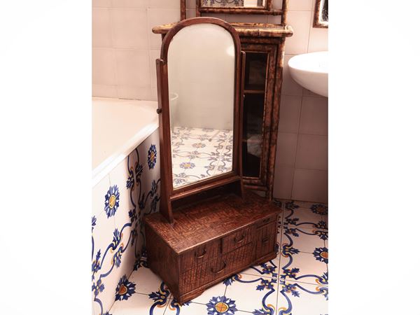 Specchiera a psiche da toilette in essenze esotiche