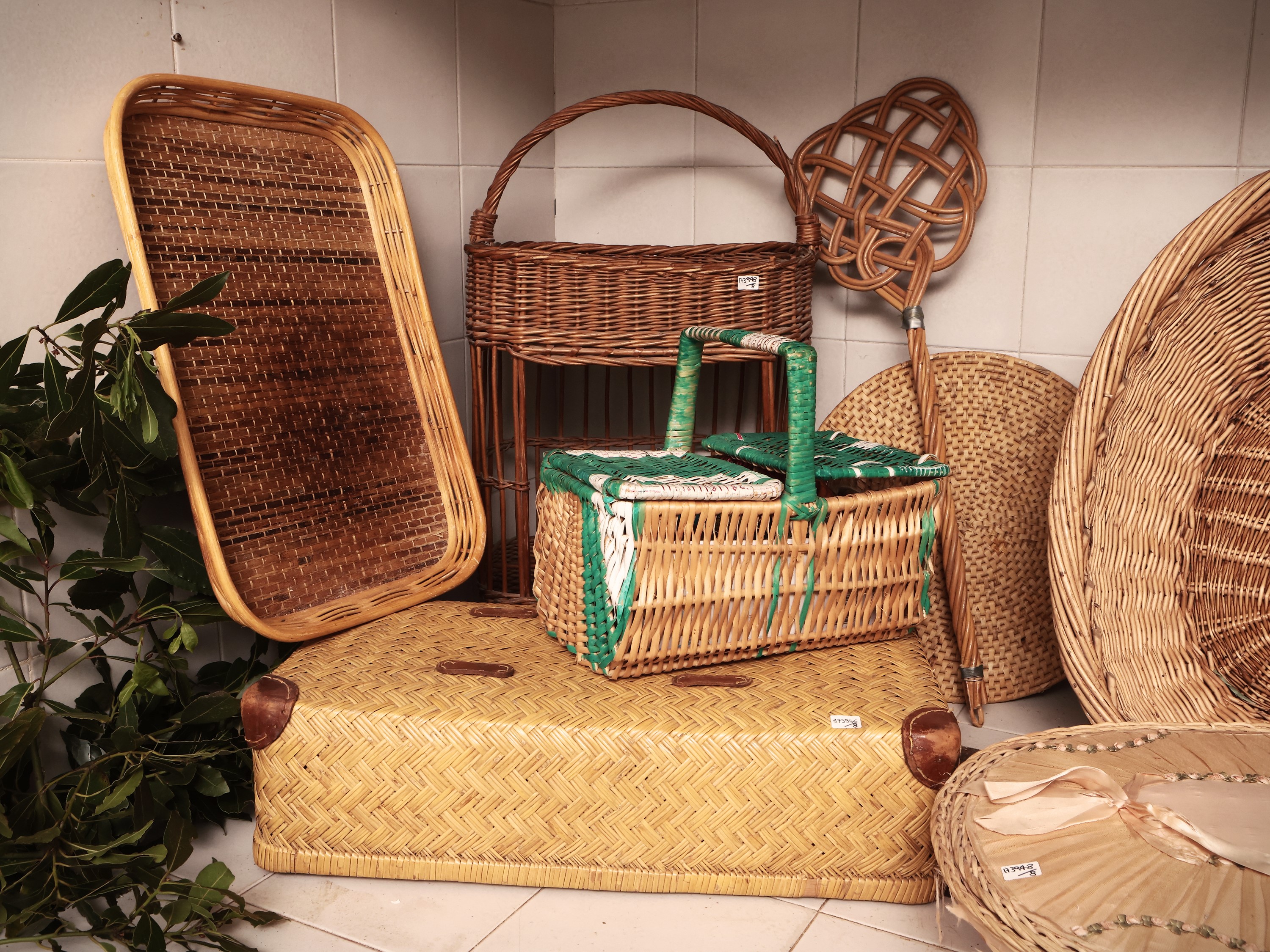 Assortimento di Ceste in Vimini e Paglia