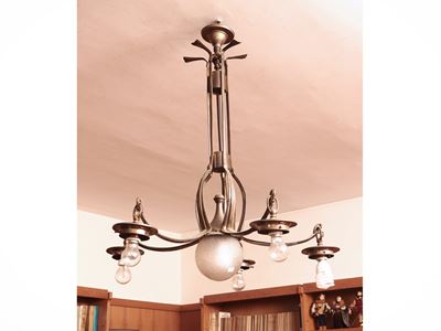 Lampadario in Ottone di Gusto Art Nouveau