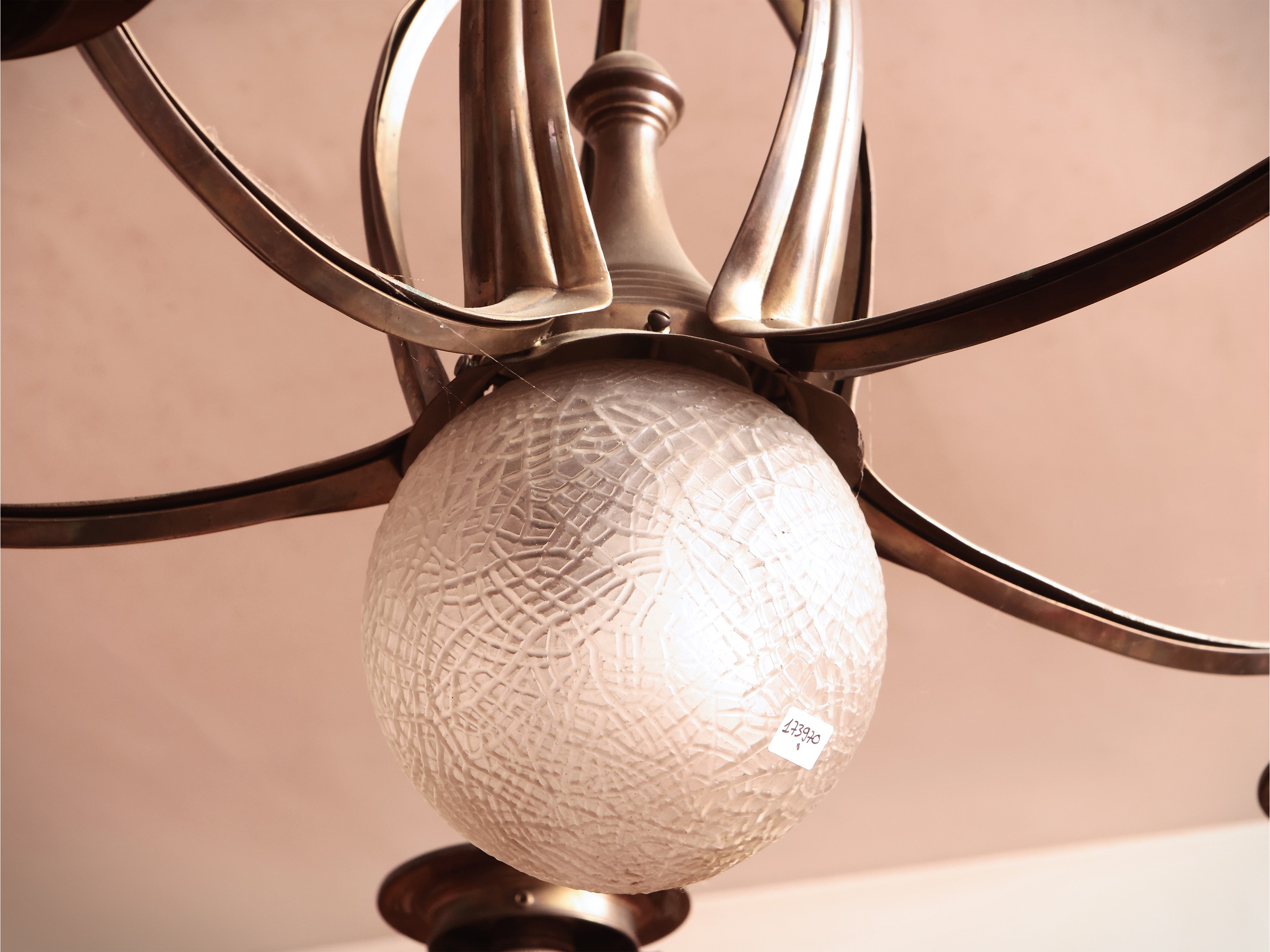 Lampadario in Ottone di Gusto Art Nouveau