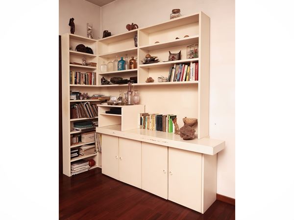 Libreria angolare in laminato bianco