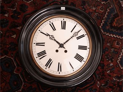 Orologio a Parete con Cornice in Legno Ebanizzato